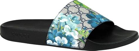 gucci slide blue flowers|blue gucci slides floral.